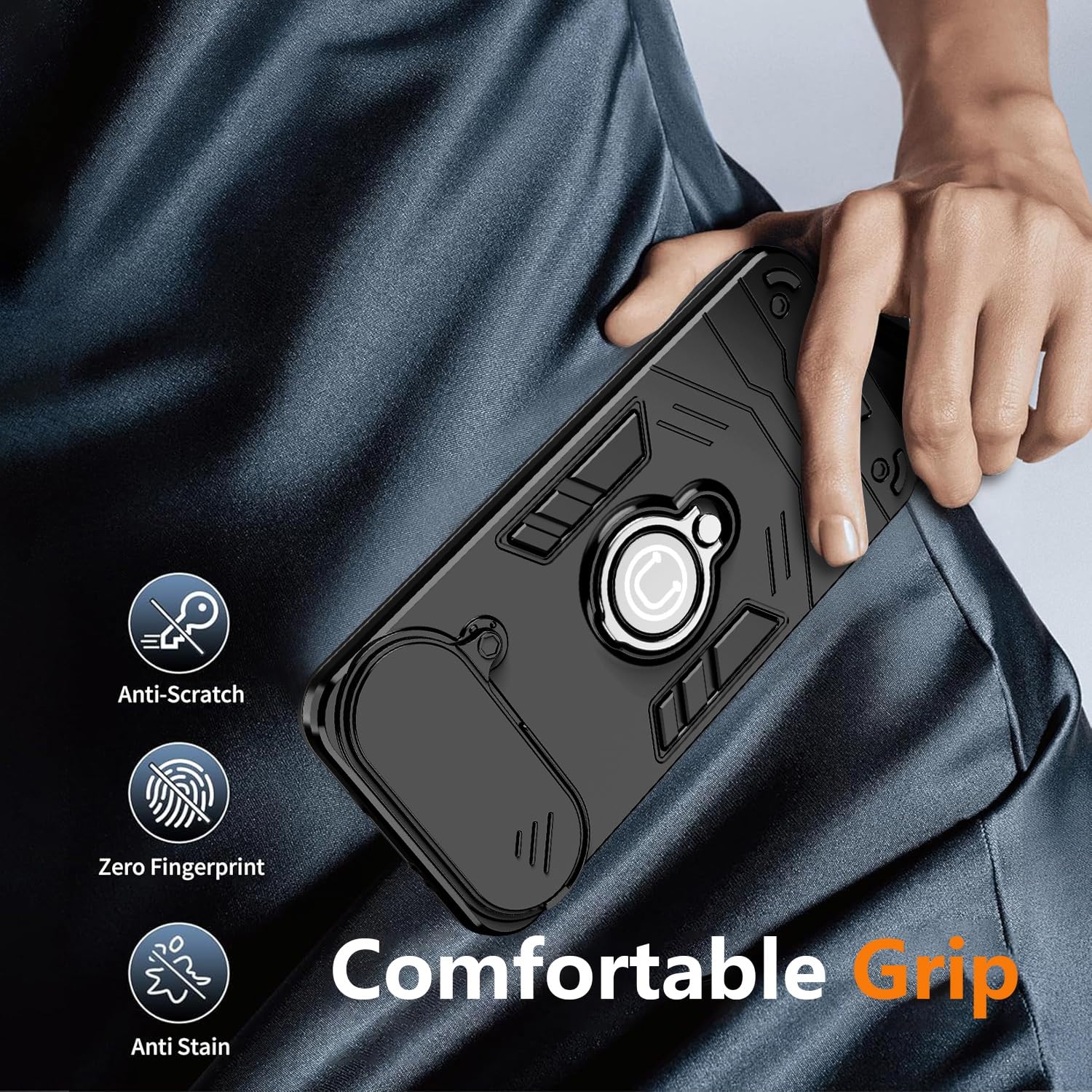 ZAGLDD Funda para Tecno Pova Slim 5G con soporte y cubierta de